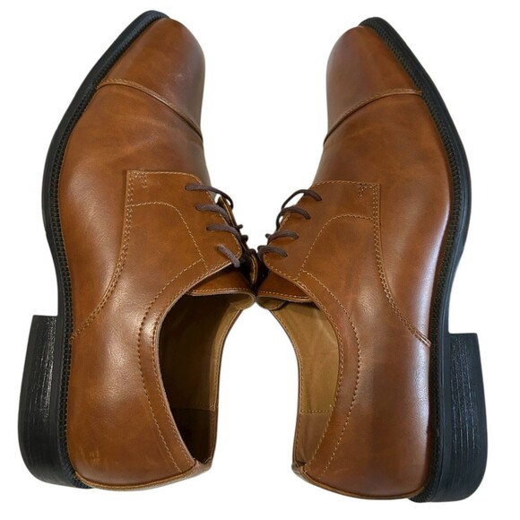 Alfani Adam Men's 12 M  Brown Lace Up Formal Oxford Dress shoes Cap Toe - Picture 6 of 11